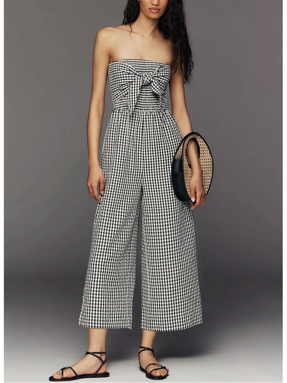 Bishop + Young Elva Strapless Gingham Jumpsuit